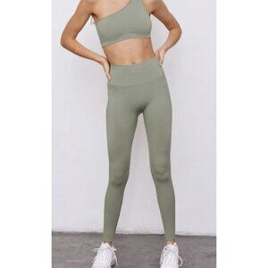 SET ACTIVE Sculptflex Yoga Activewear Leggings in Olive Green Pastel Gym Workout